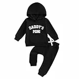 JiAmy Baby Jungen Kleidung Langarm Bekleidungsset Hoodie+Hose Zweiteiler Sweatshirt Set Babykleidung für Neugeborene Kleinkinder 0-6 Monate Schwarz