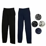 Fruit of the Loom Herren 2er Jogginghose Set Classic Offen Leg Jog Pants M L XL XXL 3XL Verschiedene Farbsets & HLKauf-Block (1x Deep Navy, 1x Schwarz & 1x HLKauf-Block, XL)