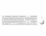 MediaRange Funk-Tastatur und Maus Set, QWERTZ (DE/AT) T1, Vollformat mit Ziffernblock & Funktionstasten, 3-Tasten Maus mit Bildlauf-Rad, 1.200 DPI, Symmetrisch, Dedizierter Empfänger, Weiß