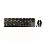 CHERRY DW 9100 SLIM, Kabelloses Tastatur- und Maus-Set, Deutsches Layout (QWERTZ), Bluetooth & 2,4 GHz Funk, Leise Tasten, Wiederaufladbar, Schwarz-Bronze