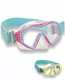 AQUAZON Starfish Junior Medium Schnorchelbrille, Taucherbrille, Schwimmbrille, Tauchmaske für Kinder, Jugendliche von 7-12 Jahren, Tempered Glas, mit Silikon, tolle Passform, Farbe:Pink blau