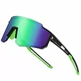 DUCO Polarisierte Sport Sonnenbrille für Herren Damen UV400 Schutz Baseball Radfahren Laufen Fischen Sonnenbrille DC0068 (Schwarz Frame Revo Grün Linse)
