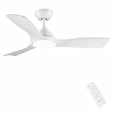CJOY Deckenventilator mit Beleuchtung, 107 cm Deckenventilator mit Beleuchtung und Fernbedienung Leise, DC Umkehrbar, Speicher 3CCT, Dimmbar, 6 Geschwindigkeiten, Zeitschaltuhr Für Schlafzimmer
