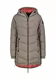Sublevel Damen Winterjacke Stepp-Mantel mit Kapuze lang & tailliert, Outdoorjacke für Damen light-brown1 XXL