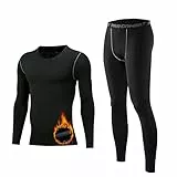 Thermounterwäsche Herren, Thermo Unterwäsche Männer Winter Warme Funktionsunterwäsche Set Atmungsaktiv Skiunterwäsche Fußball Winter Sportunterwäsche Innenfleece Lang Thermounterhemd Unterhose Suit