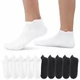 EKSHER 10 Paar Sneaker Socken Unisex 39-42 Weiß Sneakersocken Schwarz Sportsocken Laufsocken Kurze Socken Running Atmungsaktives Baumwollsocken Knöchelsocken Halbsocken, 39-42