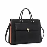 CLUCI Aktentasche für Damen, veganes Leder, 39,6 cm (15,6 Zoll), große Tasche, Business-Damen-Schultertasche, Schwarz, Large, Classic