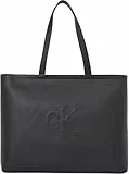 Calvin Klein Damen Shopper Sculpted Slim mit Logo, Schwarz (Black), Einheitsgröße