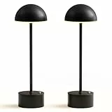 tomons LED Tischlampe Dimmbare Kabellose，2 Stück LED Nachttischlampe mit Touch, 2er Set Akku Leselampe, Tischleuchte für Garten, Esstisch, Schlafzimmer und Studium