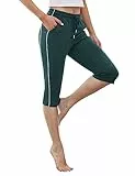 Gyabnw Damen Cropped Pants Capri 3/4 Länge Sweatpants Sport Jogging Shorts Sommerhose Damen Trainingshose Casual Yoga Hose dunkelgrauS