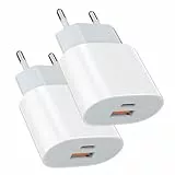 25W USB Typ-C Schnellladegerät Ladeadapter netzteil 15W USB Typ-A Ladegerät（Weiß 2 Stück） für:iPhone 16/16 Pro/16 Pro Max/16 Plus/15 14 13 12 11 Pro Max X XS Samsung Galaxy S24 S23 S22 S21 S10 S9 S8