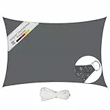 Sunula Sonnensegel Wasserdicht 3x4m Rechteckig – hochdichtes PES 160g/m², mit umlaufendem Gurtband & Edelstahl-Ringen, Nahtversiegelung & bis zu 95% UV-Schutz, für Balkon Terrasse Garten, Anthrazit