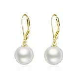 VONALA Perle Ohrringe Sterling Silber, Hängend Ohrringe Schmuck Geschenke für Damen und Mädchen (Perle - Gold)