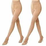 MANZI Strumpfhose Offen Schritt Nylon Strumpfhosen für Damen Matt Feinstrumpfhose Damen 40 Denier 2 Paar Natur S-M