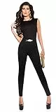 Koucla Damen Overall Jumpsuit Playsuit mit Schnalle (Schwarz, XXS)