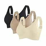 Generisch BH Damen ohne Bügel 3er Pack Push Up Sport BH Große Brüste Starker Halt Soft Seamless Nahtloser BHS Bequem Soft Bequem Bra