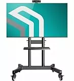 ONKRON TV Ständer rollbar für 50-90 Zoll Fernseher, max Last 100 kg, TV Standfuss höhenverstellbar neigbar, Fernseh Rollwagen max VESA 800x600, Fernsehständer mit Rollen, Ablage Schwarz TS1891-B