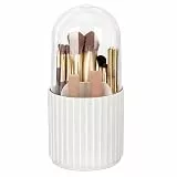 JessLab Make-Up Pinselhalter mit Deckel, 360 Grad drehbare Makeup Pinsel Veranstalter Spinning Kosmetik Halter Pinsel Lagerung Box Display für Bad Eitelkeit Arbeitsplatte, Weiß