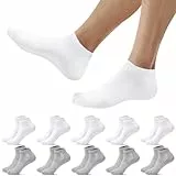 Falechay 10 Paar Unisex Sneaker Socken Damen Sportsocken Herren Atmungsaktive Laufsocken Halbsocken,Weiß Grau 39-42