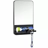 TAILI Duschspiegel mit Saugnapf – beschlagfreier Spiegel für Dusche, Rasieren & Schminken, kein Bohren, bruchsicher, wasserdicht, Schwarz (Shower Mirror)