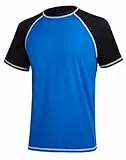 YuKaiChen Herren UPF 50+ Rashguard Kurzarm Schwimmshirts Qucik Trocknen Laufen Top Sport Fitnessstudio Workout Rash Vest, blau / schwarz, S 7-9
