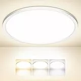Treses Deckenlampe LED Deckenleuchte Flach Rund, 3 Farbtemperaturen, 3200lm Modern Lampe Decke, IP44 Deckenleuchten für Wohnzimmer, Schlafzimmer, Küche, Flur, Balkon und Esszimmer, Deckenlampen Ø40CM