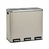 SVITA TM3X18 Mülleimer mit 3 Fächern Papierkorb 54L Treteimer Abfalleimer Recycling Mülltrennung 3 x 18 Liter pulverbeschichteter Stahl Taupe mit Griffen