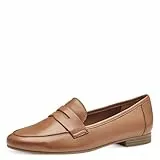 MARCO TOZZI Damen Slipper aus Leder mit Blockabsatz, Braun (Cognac), 38 EU