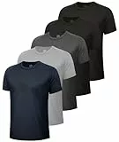5er-Pack Workout-Shirts für Herren, schnell trocknend, schwarz, Fitnessstudio, feuchtigkeitsableitend, kurzärmelig, T-Shirts für Laufen, athletisch, lässig