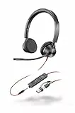 Schnurgebundenes USB-C-Headset Poly Blackwire 3320 – Flexibler Mikrofonarm – Hi-Fi-Stereo – Verbindung mit PC/Mac über USB-C oder USB-A – Zertifiziert für Microsoft Teams