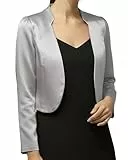 BlackButterfly formal Satin Langen Ärmel Bolero Jacke (Silber, 5XL)