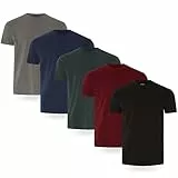 FM London Herren-t-Shirt (3/5er-pack) Herren T-Shirt, Schwarz, Burgunderrot, Grün, Marineblau, Anthrazit (5er-Pack), XL