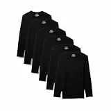 Amazon Essentials Herren Unterhemden Aus Baumwolle Mit Rundhalsausschnitt In Slim-Fit-Passform, 6er-Pack, Schwarz Langarm, L