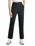 baleaf Stoffhose Damen elegant Anzughose high Waist Weite Hosen Lässig Gerade Business Outfit mit Tasche Schwarz M