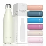 WATERSY Trinkflasche Edelstahl 500 ml, Thermosflasche Kinder，BPA-Frei Thermo Trinkflaschen Kalt&Warm Auslaufsicher Trinkflasche Metall，Wasserflasche Doppelwandig Sport für Gym, Fahrrad, Sprudel