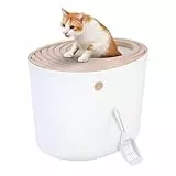 Iris Ohyama Katzenklo mit Schaufel, bis 7 kg, Weiß/Beige, mit Deckel, Katzentoilette, leicht reinigen, Für große Katzen, Kätzchen, geschlossen, XXL Toilette, BPA-frei, Cat Litter Box, PUNT-530
