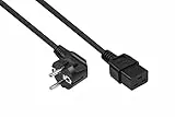 Kabelmeister Netzkabel Schutzkontakt-Stecker Typ E+F (90° gew.) an Kaltgeräte-Buchse C19, schwarz, 1,50mm², 5m