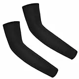Anevous 1 Paar Armlinge Kinder,Unisex Arm Sleeve,Sommer Armstulpen,Anti UV Armschoner,Sonnenschutz Ärmel,Kompressions Armstulpe für Volleyball,Fußball,Mädchen,Jungen,Schwarz,M(8-10 Jahre