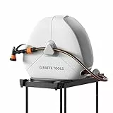 Giraffe Tools Ausziehbare Schlauchtrommel mit 25 m, robuste Bodenmontage, Gartenschlauchtrommel, mit 7-Funktions-Sprühdüse und 360° flexiblem Drehsockel