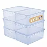 Rotho Clear 6er-Set Aufbewahrungsboxen mit Deckel 10l | perfekt für Aufbewahrung Schuhe | sicher verschließbar | stapelbar & platzsparend | pflegeleicht | transparent blau