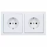 Busch-Jaeger future® linear Komplett-Set: 2x 20 EUC-84 SCHUKO Schutzkontakt-Steckdose + 1722-84K Abdeckrahmen 2-fach, studioweiß