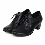 Schnürschuhe Damen Derby Elegant Business Schuhe Schnürhalbschuhe Pumps Vintage Halbschuhe Klassische Lederschuhe Mit Absatz Schwarz 39