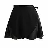 Damen Ballettrock Wickelrock Schwarz Chiffon Tanz Rock Verstellbare Taille Krawatten Gymnastik Ballettrock