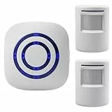 Durchgangsmelder Set, Bewegungsmelder Set mit 1 Elektronischem Plug-in-Empfänger 2 PIR-Bewegungssensor-Detektor, Funkalarmanlage für Laden, Wohnmobil, Zuhause, Garage