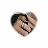 Crymystal Bohemian Style Smile Ring Silber Smile Knuckle Ring Layered Open Finger Ring Retro Stapelring Verstellbarer Smile Ring Schmuck für Frauen und Mädchen Geschenke