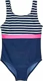 Playshoes Mädchen Schwimmanzug Badeanzug, Marine Ringel, 134/140 cm