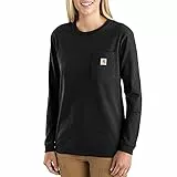 Carhartt Damen Loose Fit, schweres, langärmliges Pocket T-Shirt, Schwarz, M