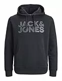 JACK & JONES Herren Hoodie Kapuzenpullover Pullover Hoody JJECORP - S M L XL XXL, Größe:L, Farbe:Black Large Print/W Black 12152840