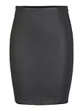 PIECES Damen Pcparo Hw Coated Skirt/Noos Bc, Schwarz, M