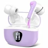 Bluetooth Kopfhörer, Kopfhörer Kabellos Bluetooth 5.4 In Ear, 4 ENC Noise Cancelling Mic Ohrhörer, HiFi Stereo Tiefbass, 40H Spielzeit, LED-Anzeige, IP7 Wasserdichte Earbuds Touch Control, Hellviolett